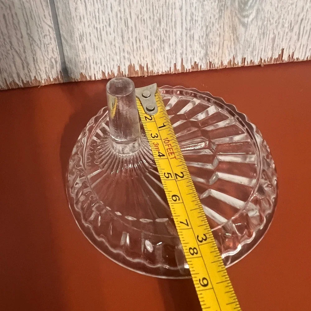 Vintage Avon 1980 Clear Pressed Glass Ring Holder‎ Sunburst Pattern Vanity Decor